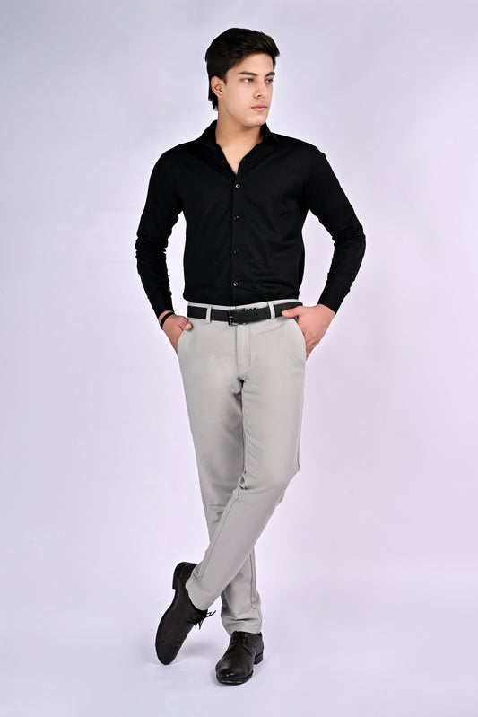 NextGen FlexTailor Smart Casual Cotton-Stretch Silver Chinos