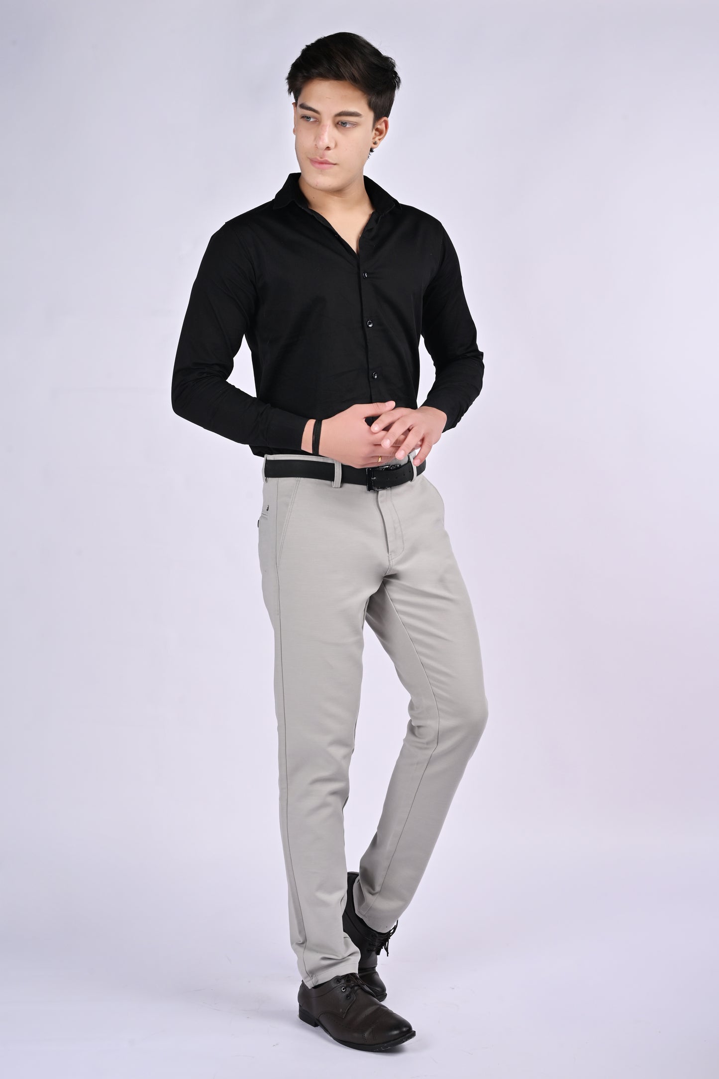 NextGen FlexTailor Smart Casual Cotton-Stretch Silver Chinos