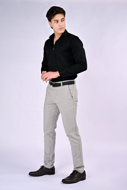 NextGen FlexTailor Smart Casual Cotton-Stretch Silver Chinos