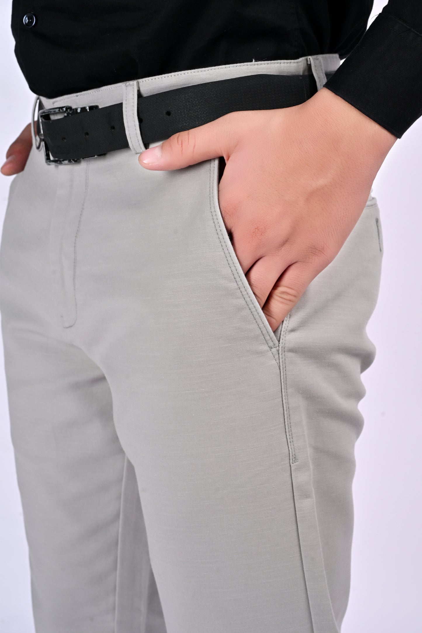 NextGen FlexTailor Smart Casual Cotton-Stretch Silver Chinos