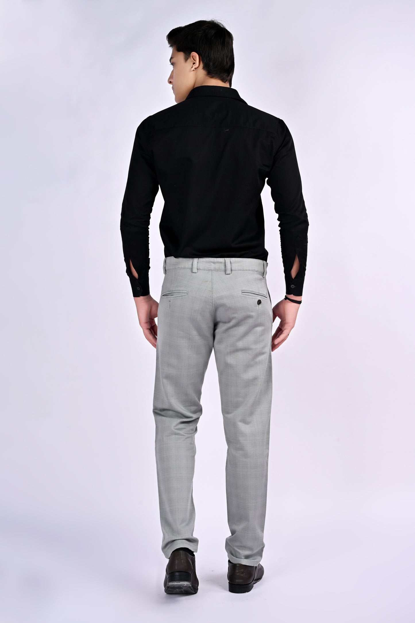 UrbanCross 4-Way Stretch Premium Tailor-Fit Textured Grey Trousers | 65% Cotton 33% Poly 2% Spandex