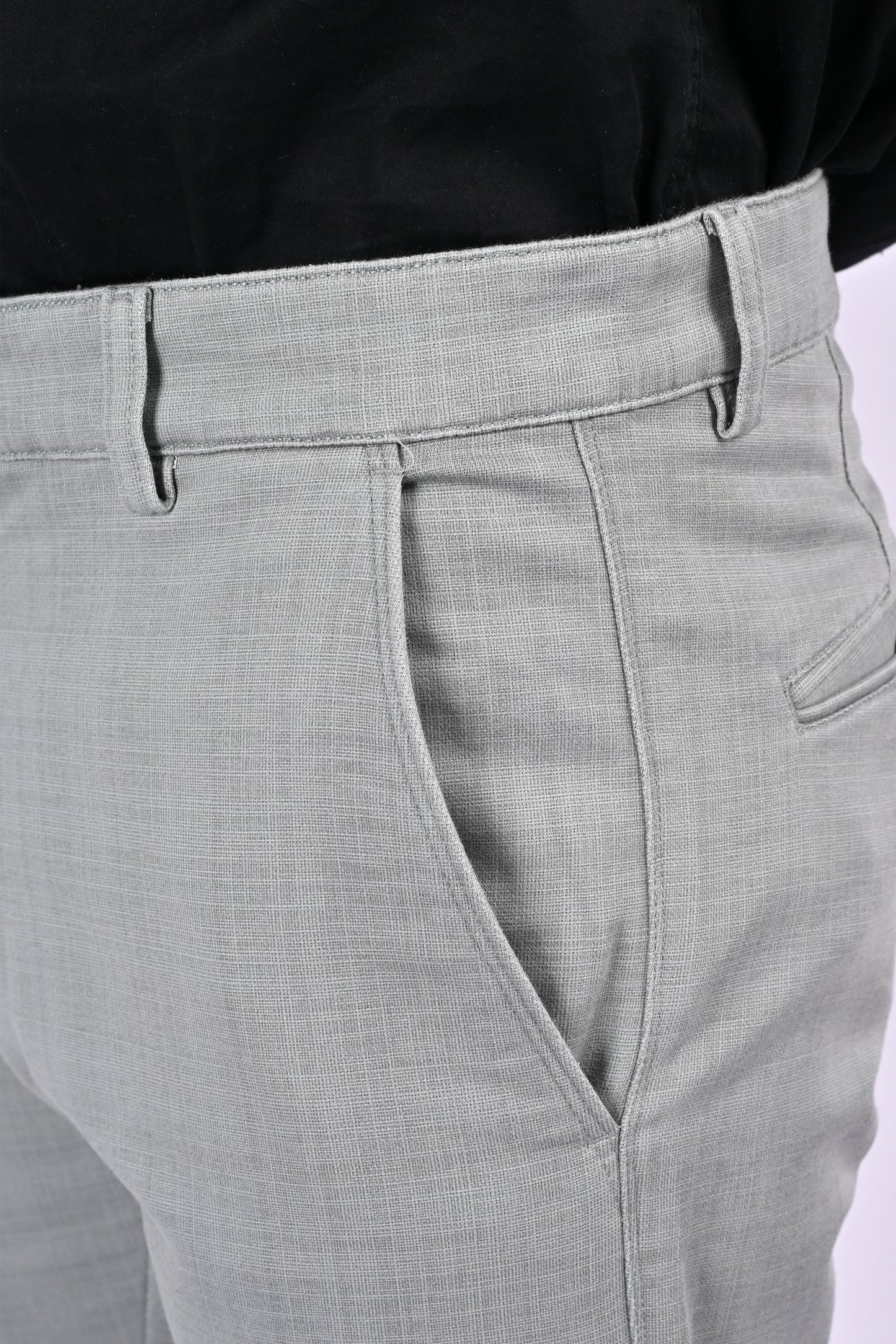 UrbanCross 4-Way Stretch Premium Tailor-Fit Textured Grey Trousers | 65% Cotton 33% Poly 2% Spandex