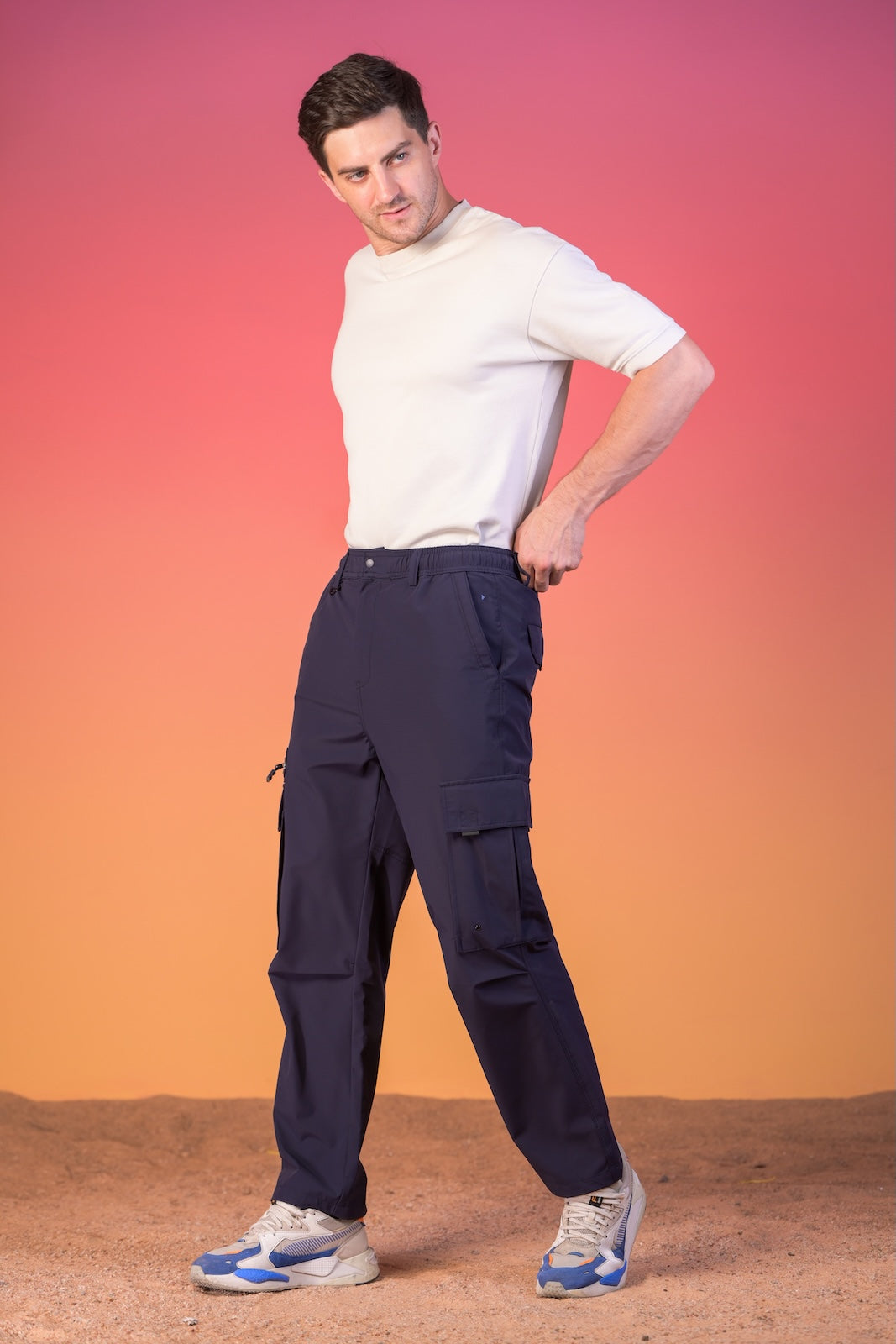 Men’s Soft Polyester Cargo Pants Navy